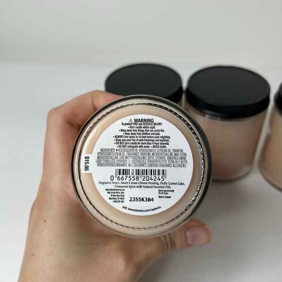 Bath & Body Works Aromatherapy Sweet Carrot Cake 7 oz Candles Lot Of 4 - Picture 3 of 5